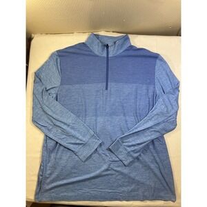 PGA Tour Mens XXL Blue Heathered Striped 1/4 Zip Performance Golf Pullover Shirt